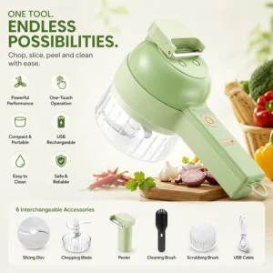 4 in 1 Electric Food Chopper USB Rechargeable Garlic Vegetable Processor